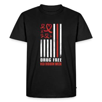 Red Flag Ribbon Heart Week Pill Wear Red Awareness - Men's Premium Organic T-Shirt - black - Front - Nico (187cm)