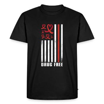 Red Flag Ribbon Heart Week Pill Red Awareness - Men's Premium Organic T-Shirt - black - Front - Nico (187cm)