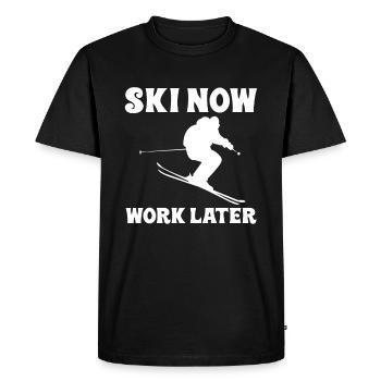 Ski Now Work Later - Men's Premium Organic T-Shirt - black - Front - Nico (187cm)