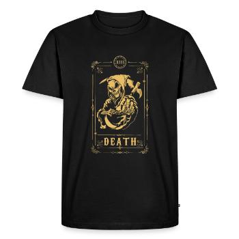 Carte de tarot Scythe Skeleton Halloween - T-shirt Premium bio Homme - noir - Devant - Nico (187cm)