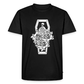 Fleur Floral Squelette Occulte Gothique Halloween - T-shirt Premium bio Homme - noir - Devant - Nico (187cm)