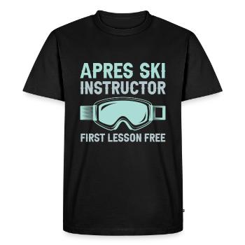Apres Ski Instructor First Lesson Free - Ski - Men's Premium Organic T-Shirt - black - Front - Nico (187cm)