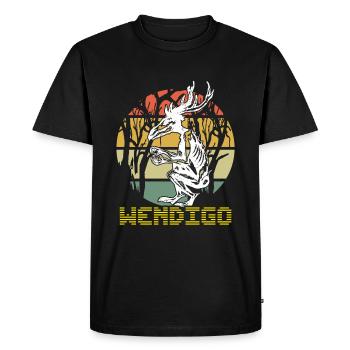 Vintage Folk Wendigo Halloween Cryptid Monster - Men's Premium Organic T-Shirt - black - Front - Nico (187cm)