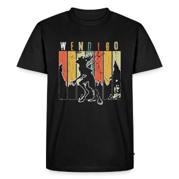 Retro Folk Wendigo Halloween Cryptid Monster - Men's Premium Organic T-Shirt - black - Front - Nico (187cm)