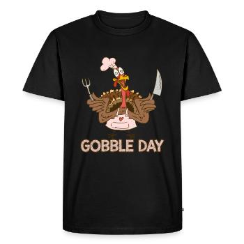 Gobble Day Drôle de dinde folle Thanksgiving - T-shirt Premium bio Homme - noir - Devant - Nico (187cm)