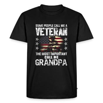Appel important Grand-père Américain Fier des vétérans - T-shirt Premium bio Homme - noir - Devant - Nico (187cm)