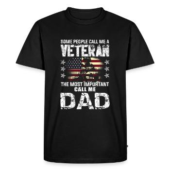 Important Appel papa Américain Fier des vétérans - T-shirt Premium bio Homme - noir - Devant - Nico (187cm)