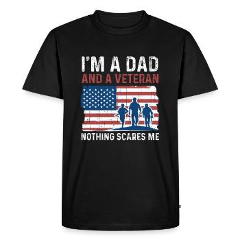 Papa Rien n’effraie la Journée des vétérans américains fiers - T-shirt Premium bio Homme - noir - Devant - Nico (187cm)