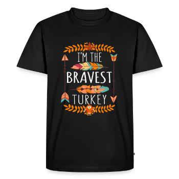 Le plus courageux jour de la dinde 2022 Joyeux Thanksgiving - T-shirt Premium bio Homme - noir - Devant - Nico (187cm)