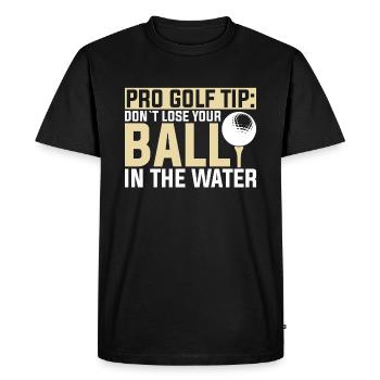 Conseil de pro : Ne perdez pas votre balle dans l’eau - T-shirt Premium bio Homme - noir - Devant - Nico (187cm)