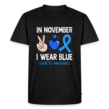 Heart Peace Blue en novembre Sensibilisation au diabète - T-shirt Premium bio Homme - noir - Devant - Nico (187cm)