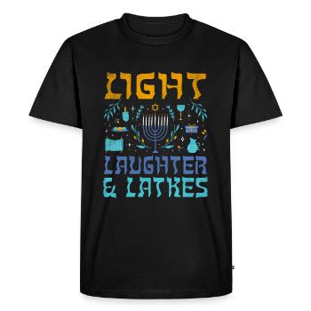Light Latkes Juif Noël Juif Hanoukka Modèle - T-shirt Premium bio Homme - noir - Devant - Nico (187cm)