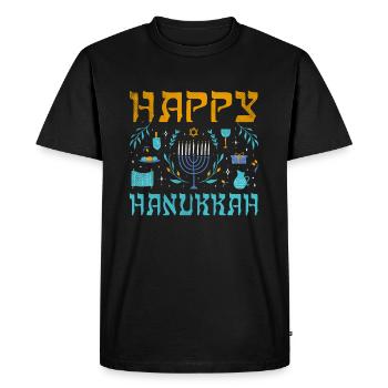 Noël juif Joyeux Hanoukka Modèle - T-shirt Premium bio Homme - noir - Devant - Nico (187cm)
