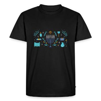 Ornements Juifs de Noël Juifs Hanoukka Éléments - T-shirt Premium bio Homme - noir - Devant - Nico (187cm)