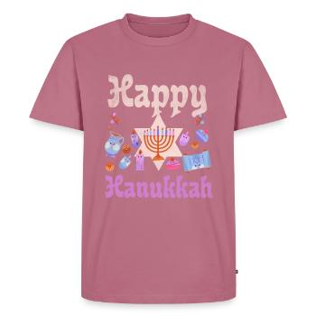 Jewish Christmas Kawaii Happy Hanukkah - Men's Premium Organic T-Shirt - mauve - Front - Nico (187cm)