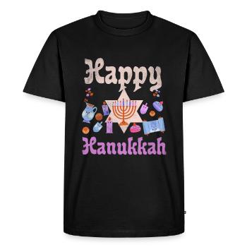 Noël juif Kawaii Joyeux Hanoukka - T-shirt Premium bio Homme - noir - Devant - Nico (187cm)