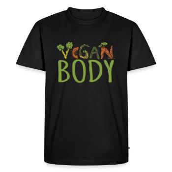 Mot Végétarien Végétarien Go Vegan Body - T-shirt Premium bio Homme - noir - Devant - Nico (187cm)