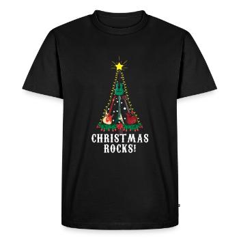 Décembre Noël Rocks Guitare Rocker Noël - T-shirt Premium bio Homme - noir - Devant - Nico (187cm)