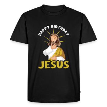 Funny Christmas December 2022 Happy Birth Jesus - Men's Premium Organic T-Shirt - black - Front - Nico (187cm)