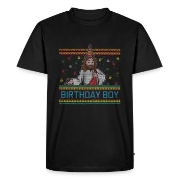 Décembre Joyeux garçon de naissance Jésus Noël laid - T-shirt Premium bio Homme - noir - Devant - Nico (187cm)