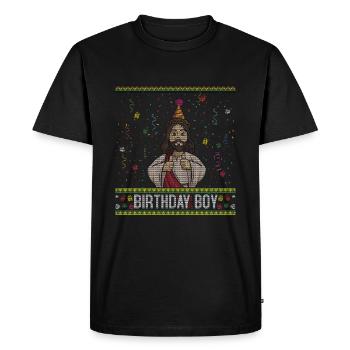Ugly Christmas December Happy Birth Boy Jesus - Men's Premium Organic T-Shirt - black - Front - Nico (187cm)