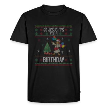 Stitch Happy Birth Ugly Christmas Day Dab Jesus - Men's Premium Organic T-Shirt - black - Front - Nico (187cm)