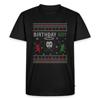 Stitch Happy Birth Boy Ugly Christmas Day Jesus - Men's Premium Organic T-Shirt - black - Front - Nico (187cm)