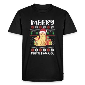Meow Santa Cat December Holiday Ugly Christmas - Men's Premium Organic T-Shirt - black - Front - Nico (187cm)