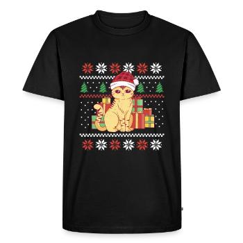 Santa Cat Tree December Holiday Ugly Christmas - Men's Premium Organic T-Shirt - black - Front - Nico (187cm)