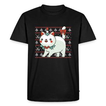 Kawaii Cat Candle Décembre Vacances Moche Noël - T-shirt Premium bio Homme - noir - Devant - Nico (187cm)