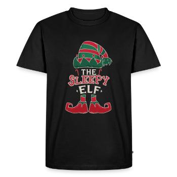 Elf Sleepy December Love Elf Christmas - Men's Premium Organic T-Shirt - black - Front - Nico (187cm)