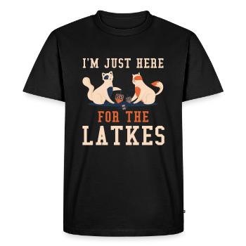 Pour Latkes Cats Juifs de Noël Juifs Hanoukka - T-shirt Premium bio Homme - noir - Devant - Nico (187cm)