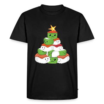 Kawaii Christmas Tree Sushi Décembre Noël - T-shirt Premium bio Homme - noir - Devant - Nico (187cm)