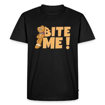 Bite Cookie December Santa Joke Funny Christmas - Men's Premium Organic T-Shirt - black - Front - Nico (187cm)