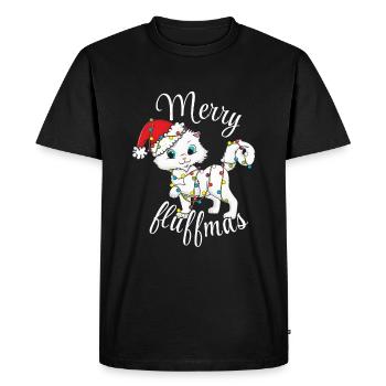 Santa Cat Lights December Meow Christmas - Men's Premium Organic T-Shirt - black - Front - Nico (187cm)