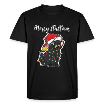 Santa Cat December Meow Christmas Lights - Men's Premium Organic T-Shirt - black - Front - Nico (187cm)