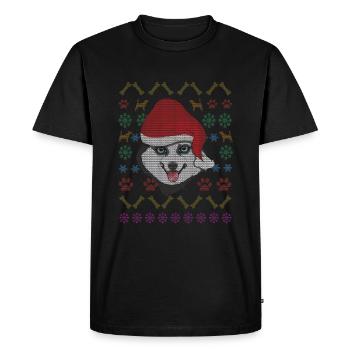 December 2022 Dog Husky Kawaii Cute Christmas - Men's Premium Organic T-Shirt - black - Front - Nico (187cm)