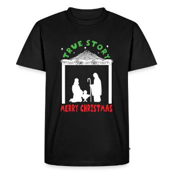 Story True Christmas December Happy Birth Jesus - Men's Premium Organic T-Shirt - black - Front - Nico (187cm)