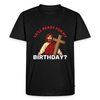 Christmas December Cross Happy Birth Jesus Ready - Men's Premium Organic T-Shirt - black - Front - Nico (187cm)