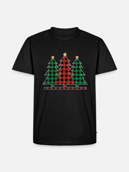 Lustige Weihnachtselemente Dezember Karierte Weihnachten - Männer Premium Bio T-Shirt - Schwarz