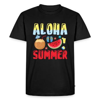 Aloha Summer - Vacances d’été - T-shirt Premium bio Homme - noir - Devant - Nico (187cm)