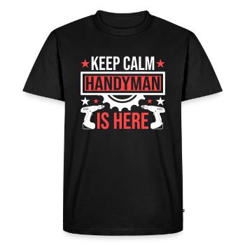 Stay calm The craftsman is here - domestic worker - Men's Premium Organic T-Shirt - black - Front - Nico (187cm)