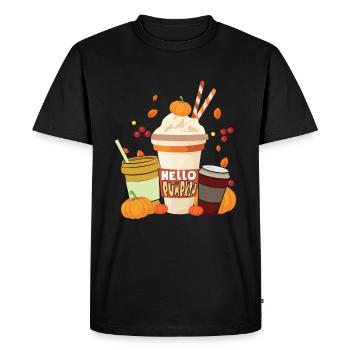 Spice Pumpkin Drink Thanksgiving Season Autumn - Men's Premium Organic T-Shirt - black - Front - Nico (187cm)