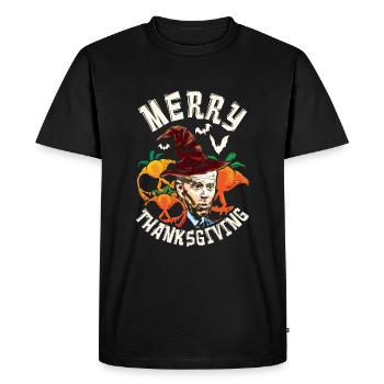 Funny President Joe Thanksgiving Season Autumn - Men's Premium Organic T-Shirt - black - Front - Nico (187cm)