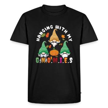Pumpkin With Gnome Fall Thanksgiving Season Autumn - Men's Premium Organic T-Shirt - black - Front - Nico (187cm)