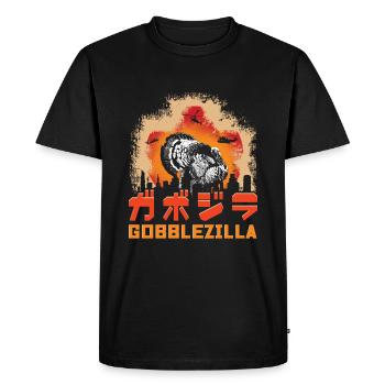 Drôle de dinde Bird Monster Gobble Thanksgiving - T-shirt Premium bio Homme - noir - Devant - Nico (187cm)