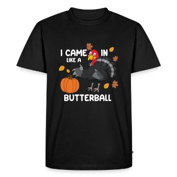 Drôle de citrouille et de dinde Thanksgiving - T-shirt Premium bio Homme - noir - Devant - Nico (187cm)