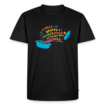 Casserole de dinde Rouleau de haricots Thanksgiving - T-shirt Premium bio Homme - noir - Devant - Nico (187cm)