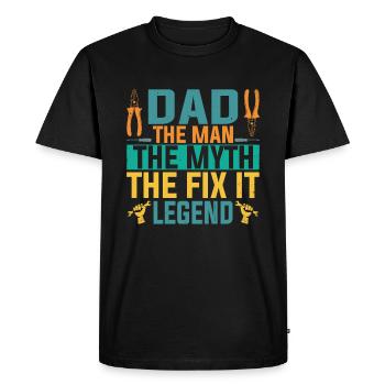 Papa The Man The Myth The Fix It Legend Father - Men's Premium Organic T-Shirt - black - Front - Nico (187cm)