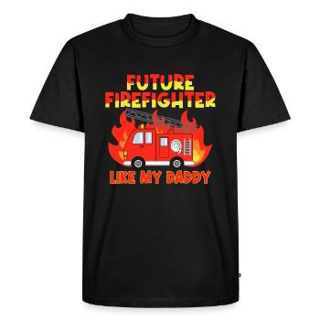 Future firefighter like my father - Men's Premium Organic T-Shirt - black - Front - Nico (187cm)